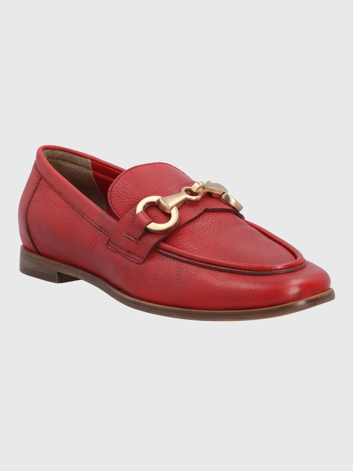 Mocasin Cuero Mujer Poplin Rojo-0