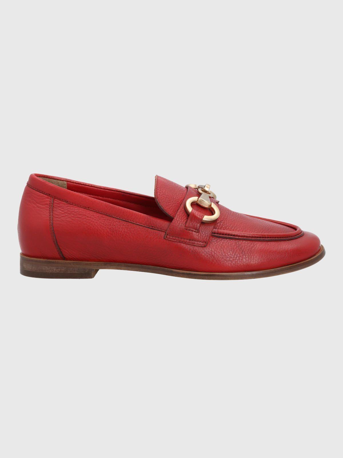 Mocasin Cuero Mujer Poplin Rojo-1