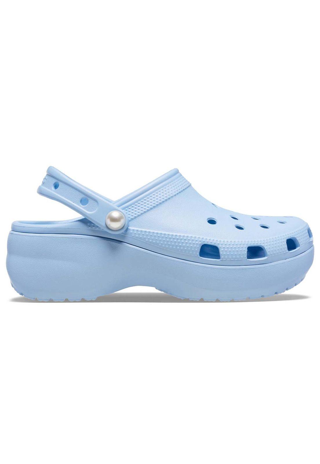 Zueco Crocs Mujer Classic Platform Celeste-0