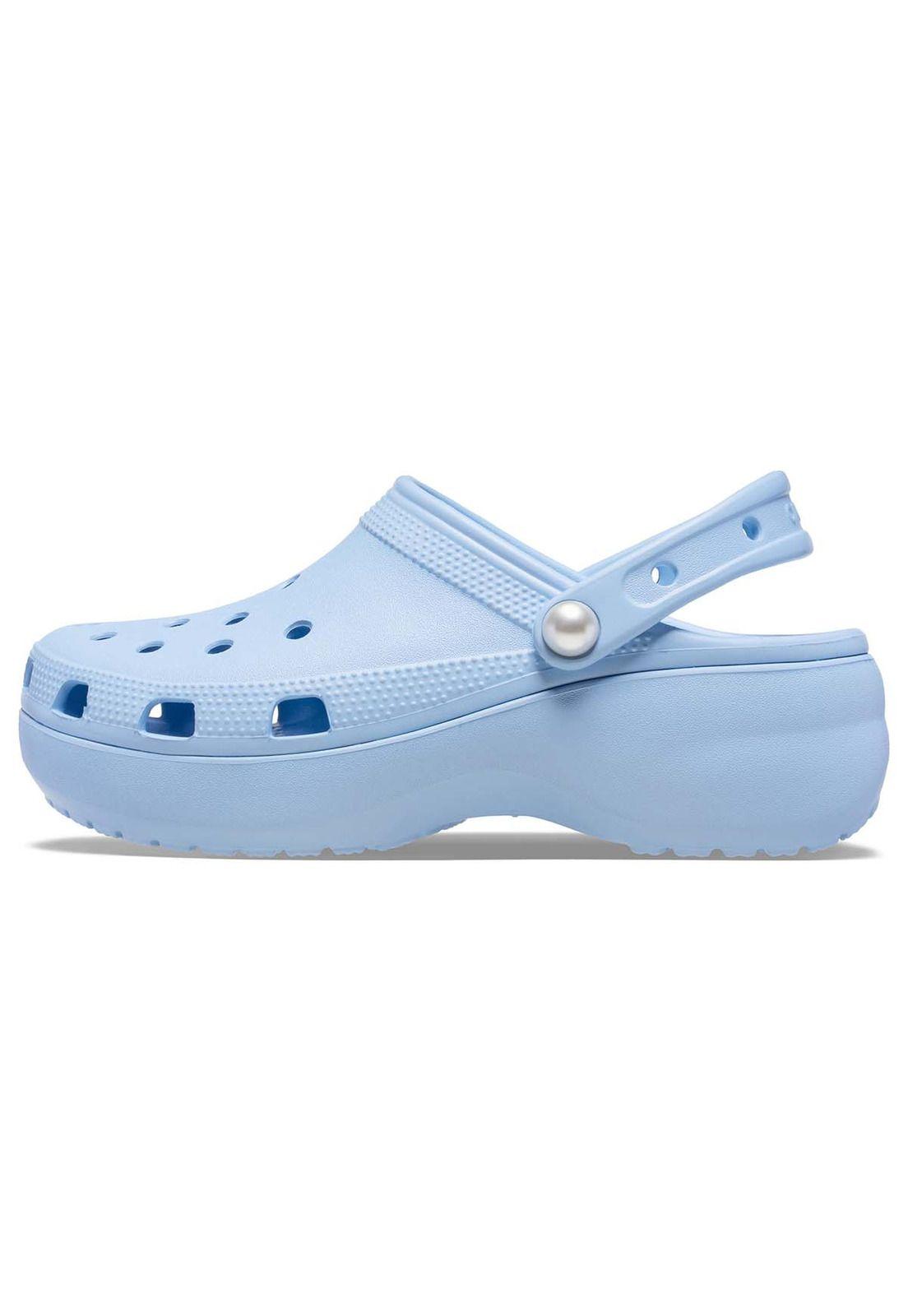 Zueco Crocs Mujer Classic Platform Celeste-1