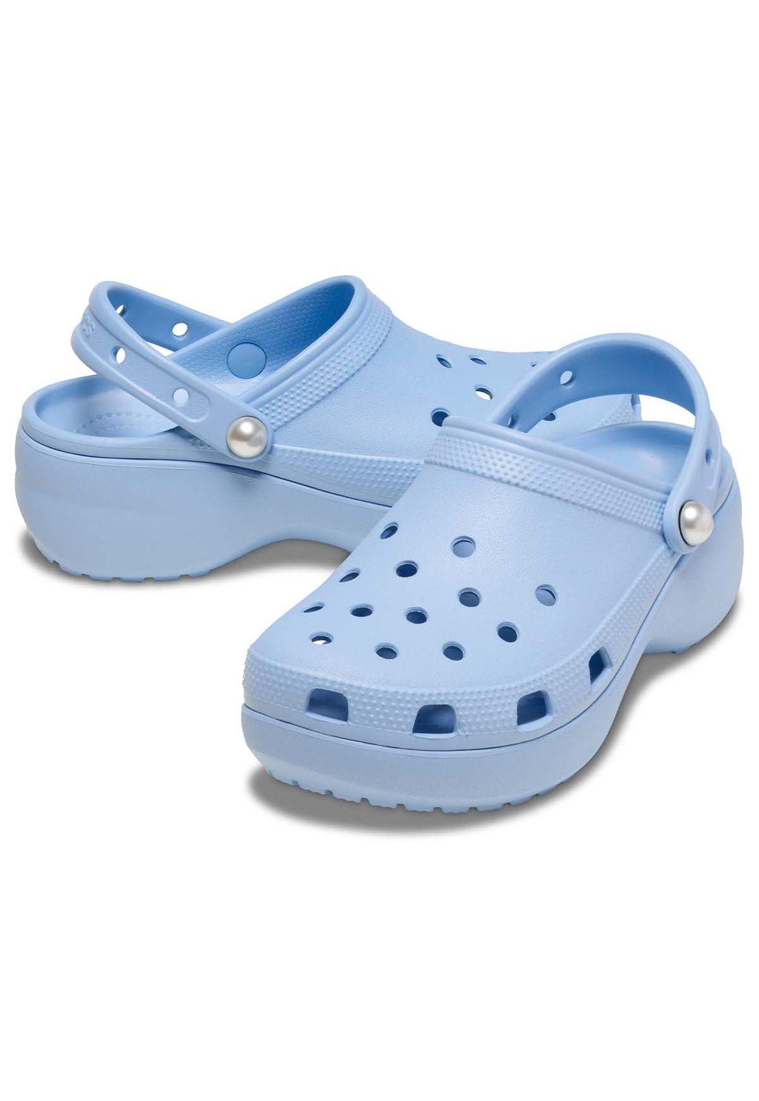 Zueco Crocs Mujer Classic Platform Celeste-3