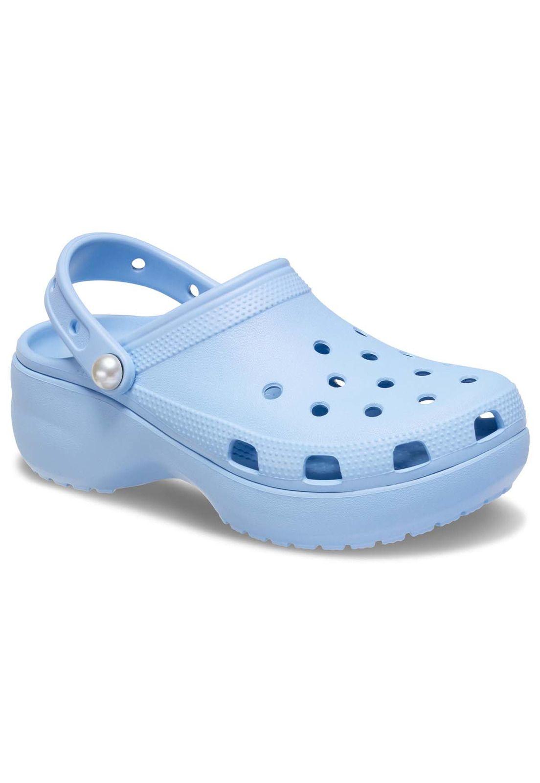 Zueco Crocs Mujer Classic Platform Celeste-6