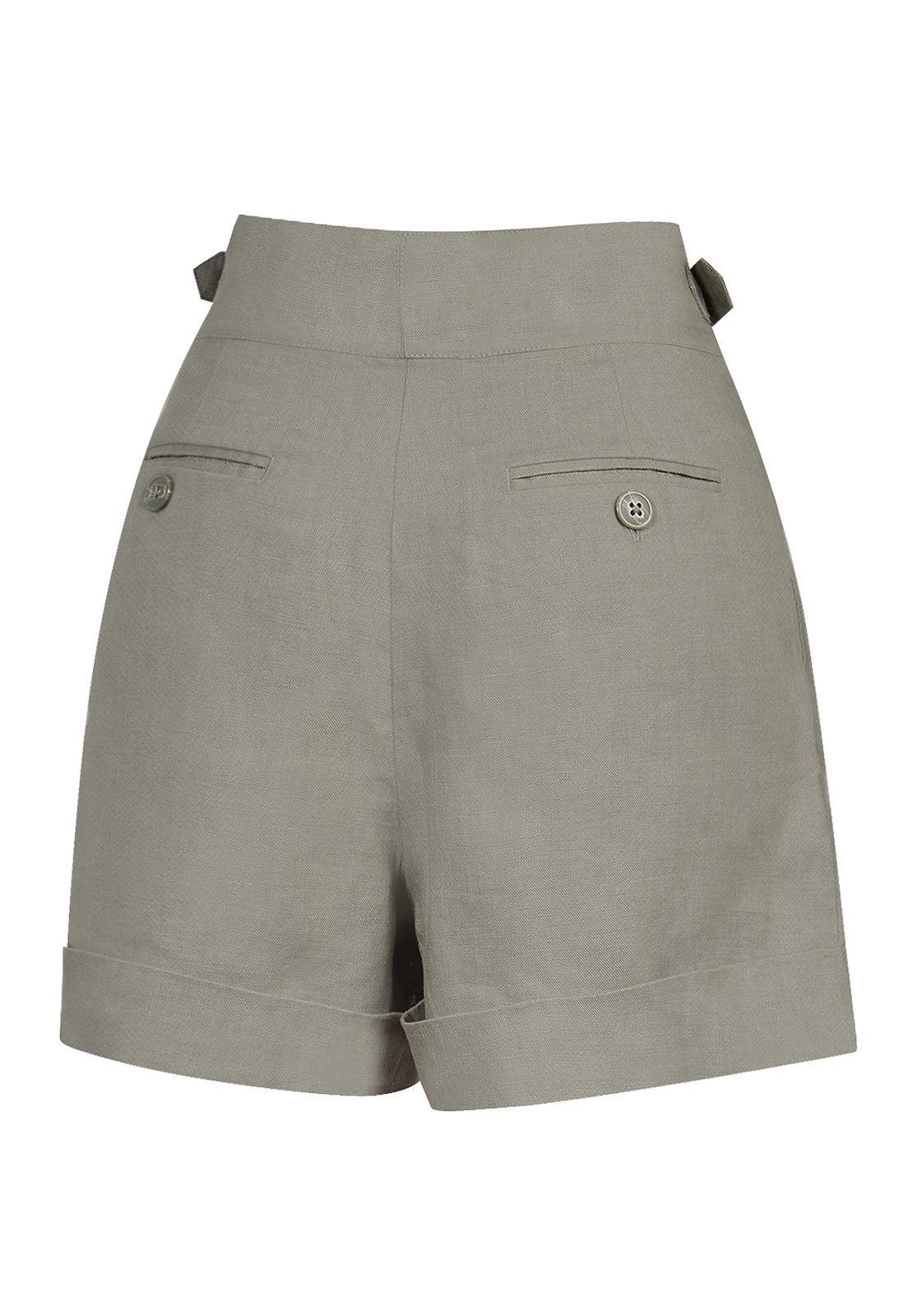 Short Lino Orgánico Oliva Anoum Mujer -1