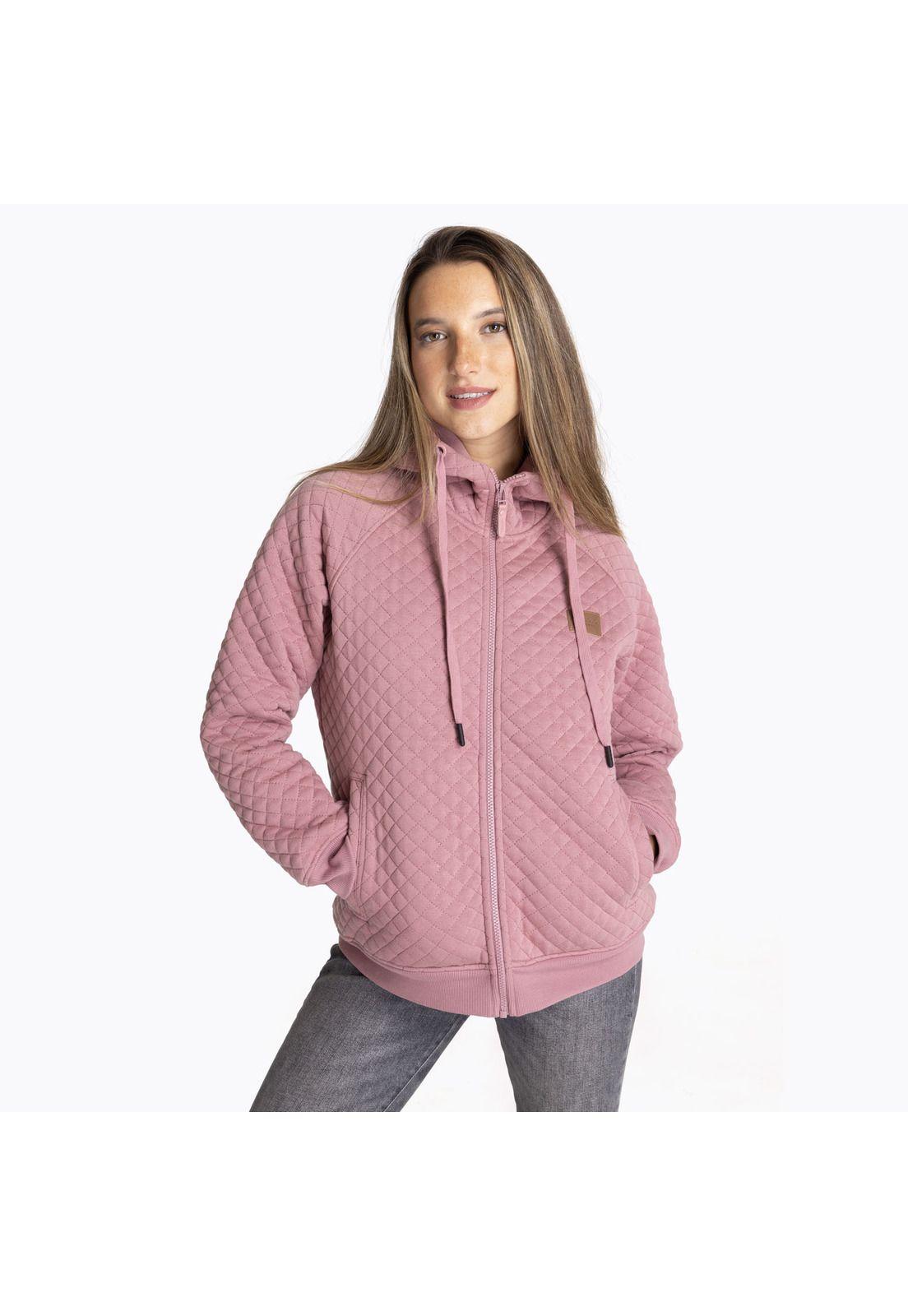 Poleron Mujer Quilt Zipper Rosado-0