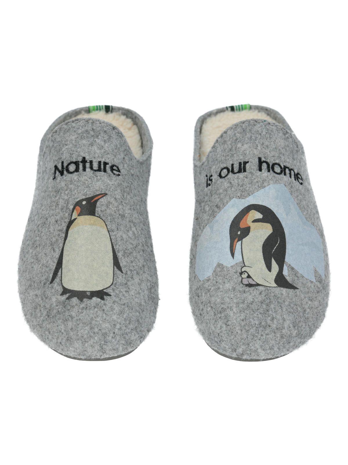 Pantufla Unisex Slipper Penguin Gris-1