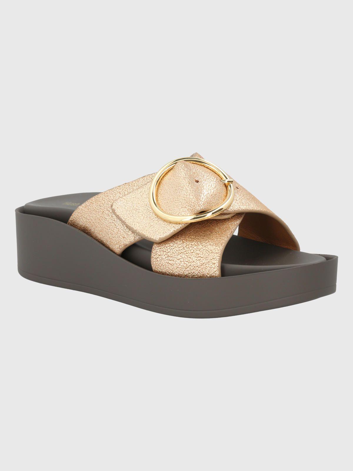 Sandalia Cuero Dorado Mujer Gise -0