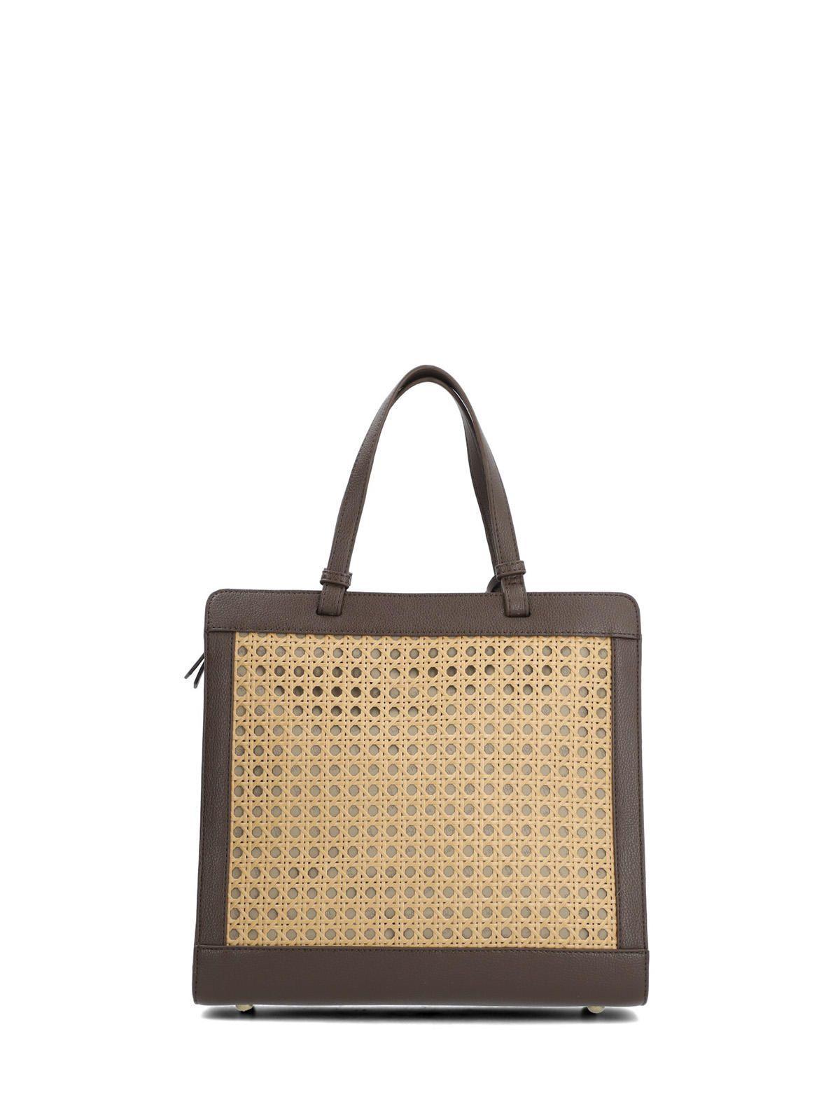 Cartera Raffia Mujer Rattan Tote Café-2