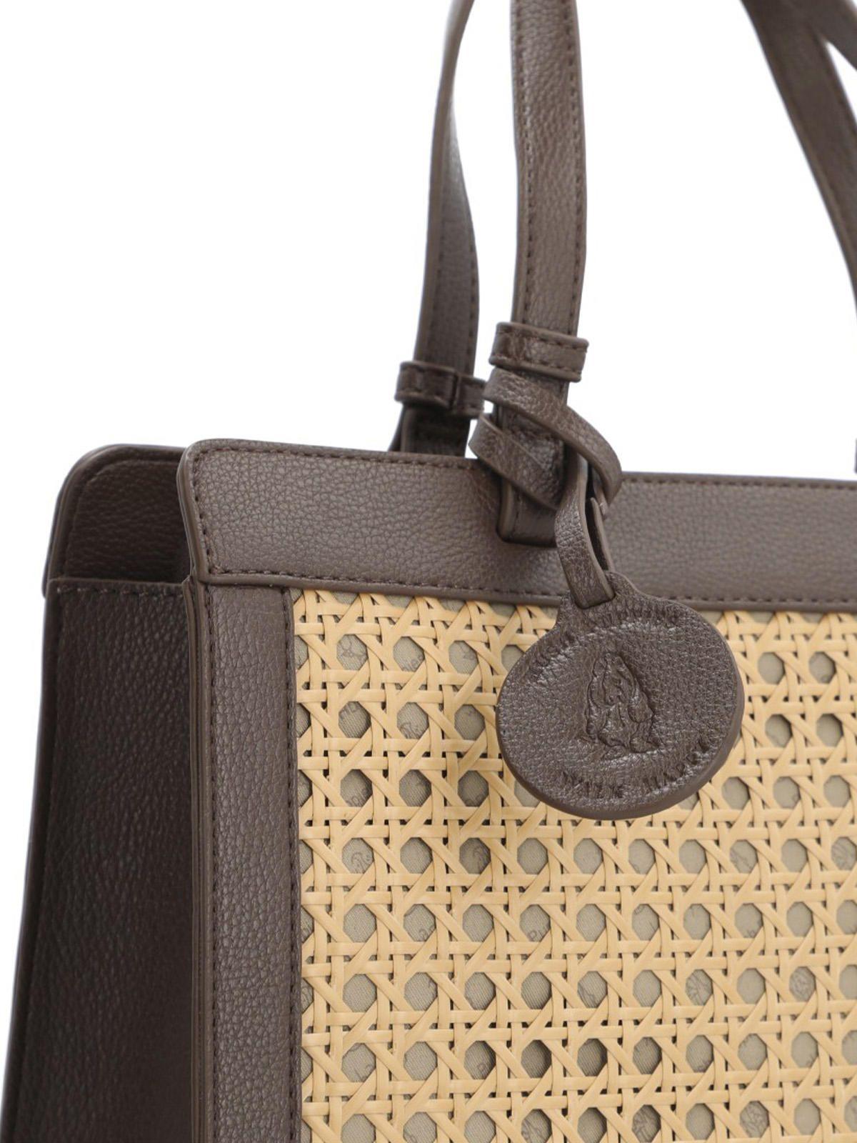 Cartera Raffia Mujer Rattan Tote Café-3