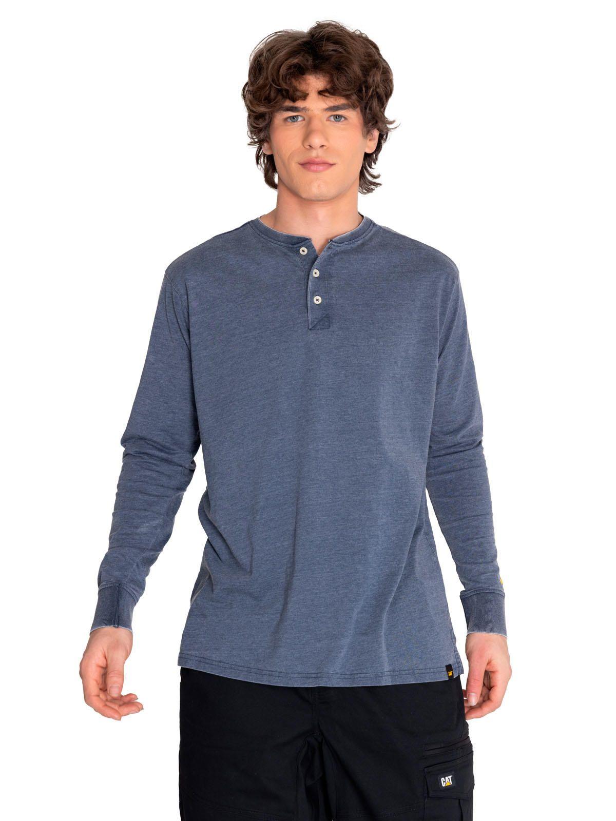 Polera Manga Larga Hombre Burnout L/S Henley Azul-0