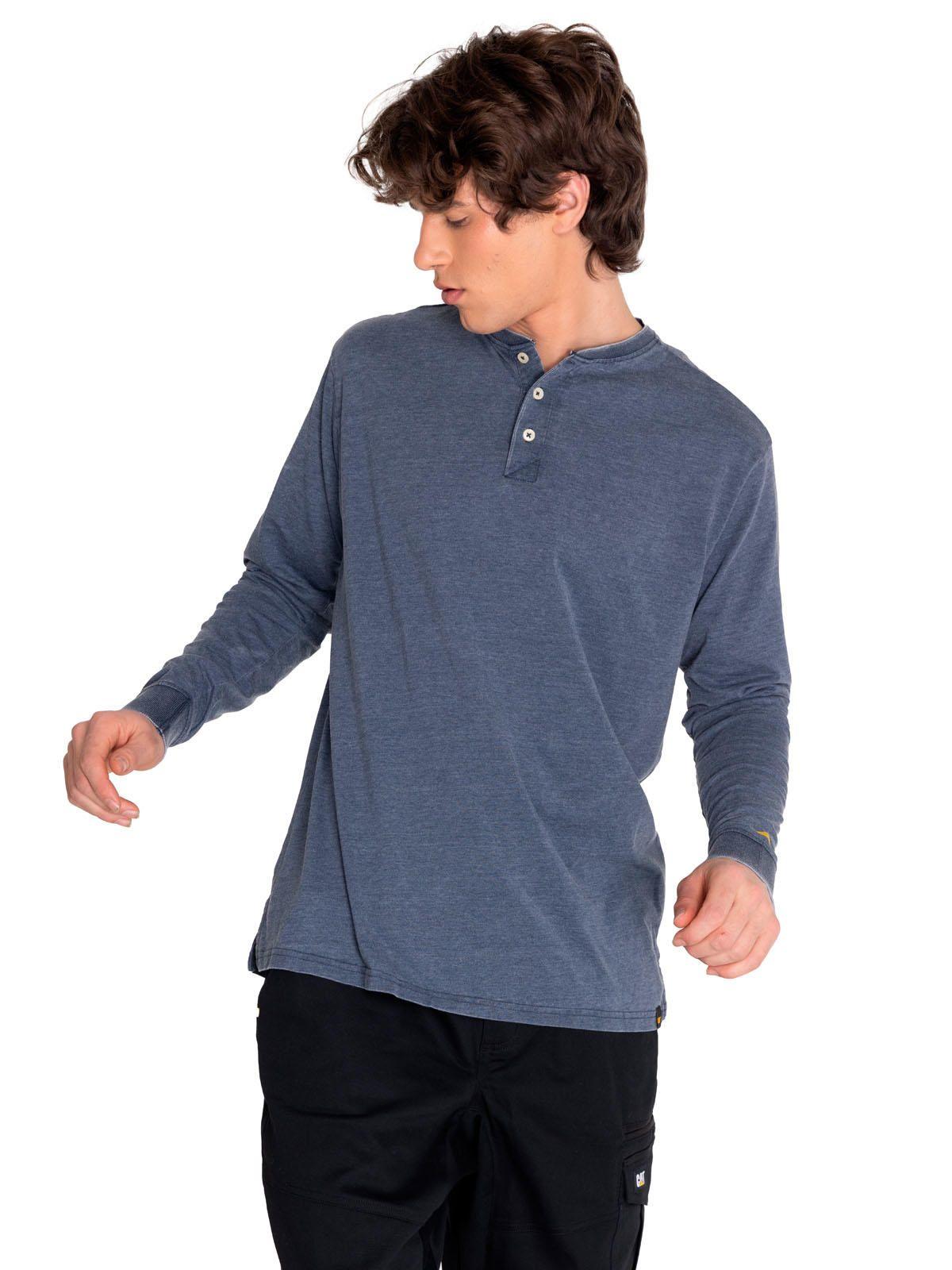 Polera Manga Larga Hombre Burnout L/S Henley Azul-1