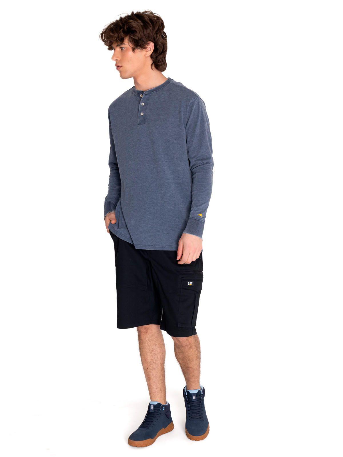 Polera Manga Larga Hombre Burnout L/S Henley Azul-5