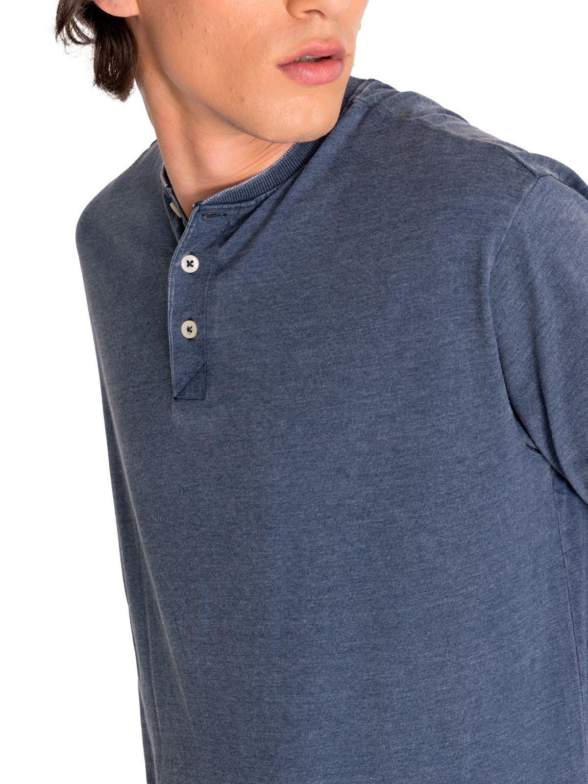 Polera Manga Larga Hombre Burnout L/S Henley Azul-4