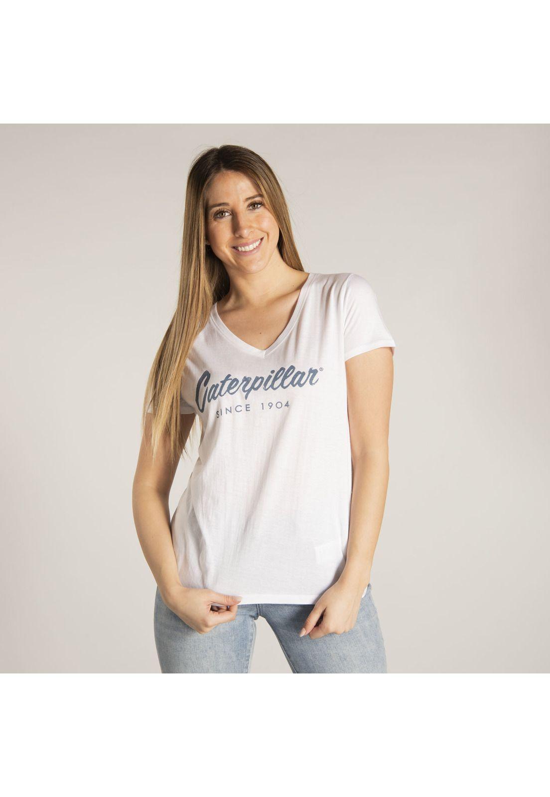 Polera M/C Mujer Logo Scrip V-Neck Te Blanco-0