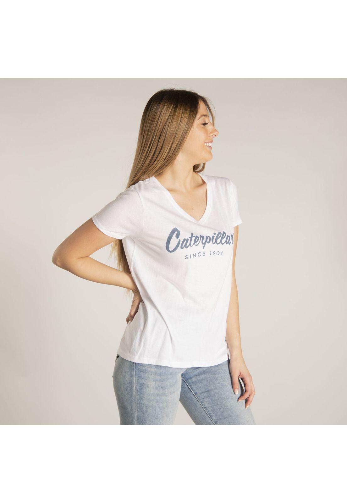 Polera M/C Mujer Logo Scrip V-Neck Te Blanco-1