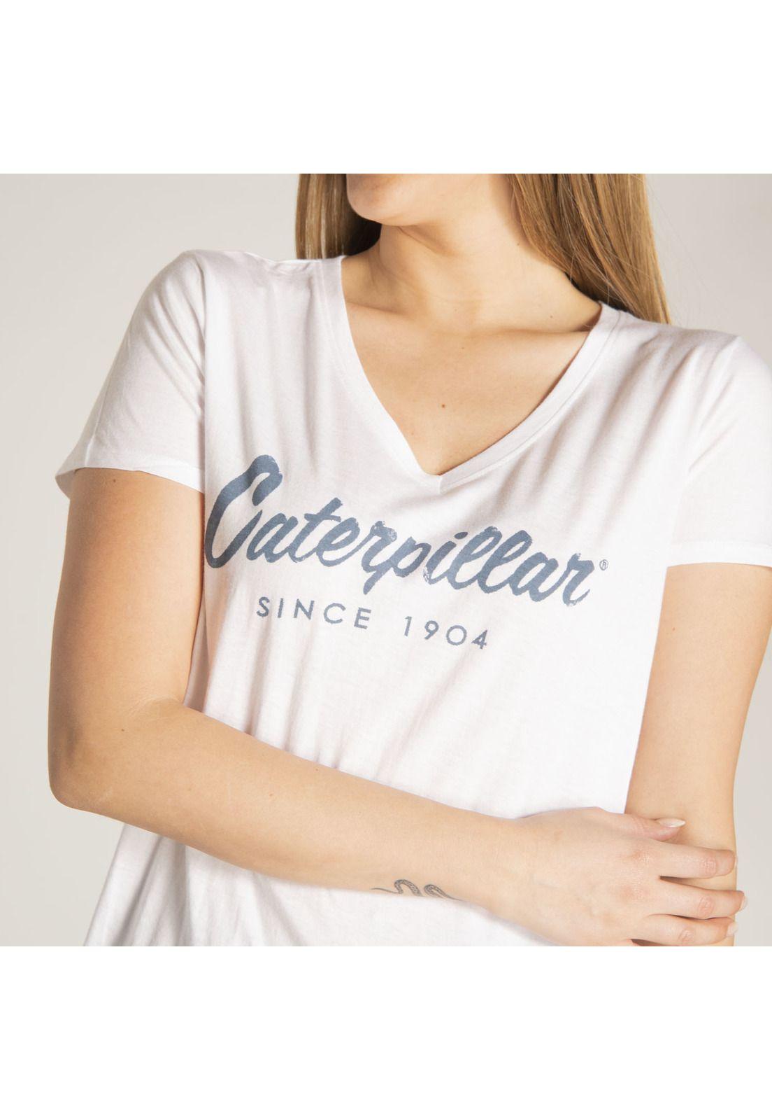 Polera M/C Mujer Logo Scrip V-Neck Te Blanco-4