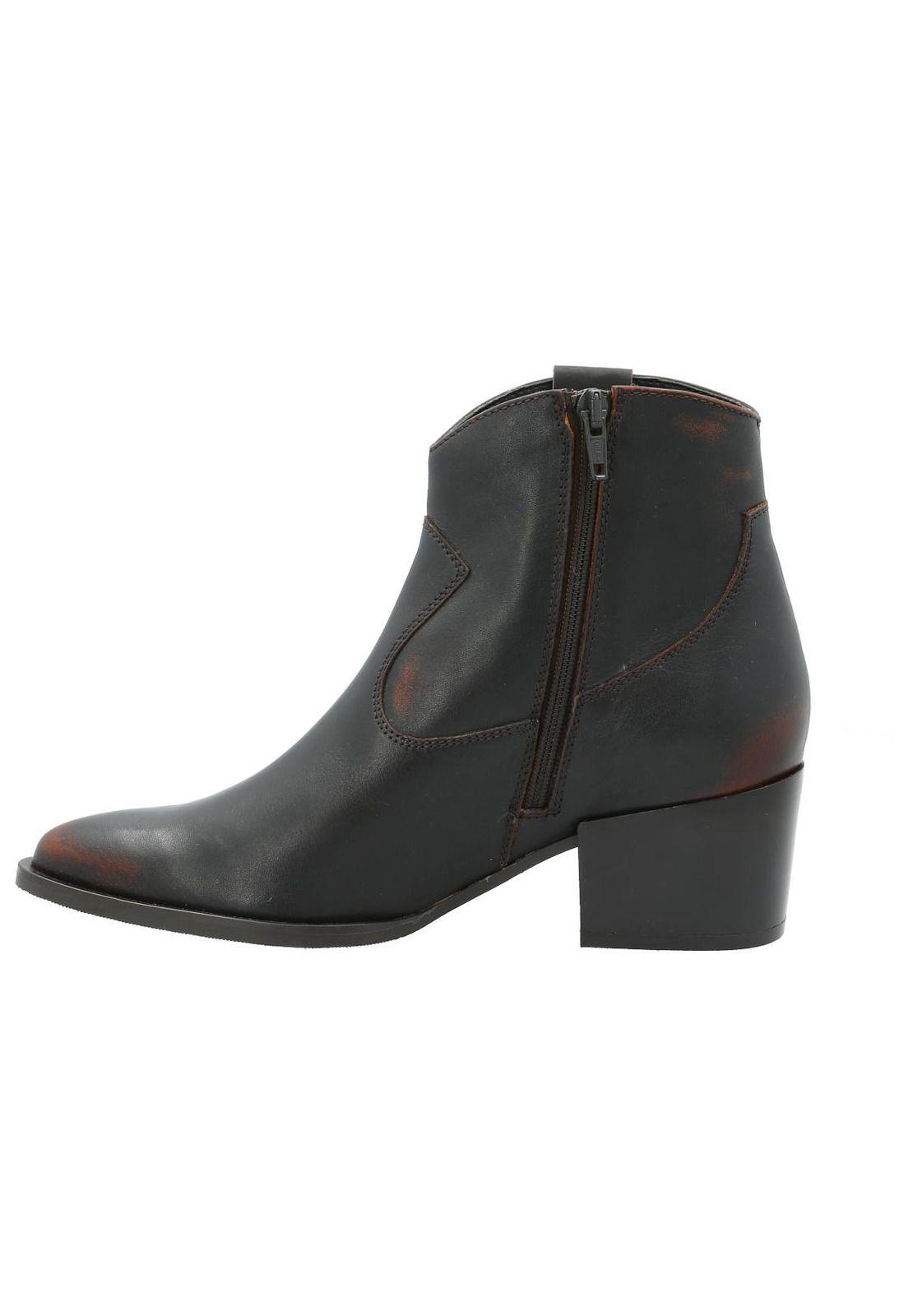 Botín Cuero Mujer Biella Café Oscuro-5