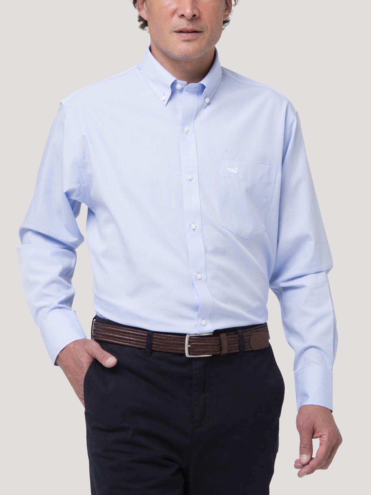 Camisa Azulino Cuello Button-Down Hombre Wf-6