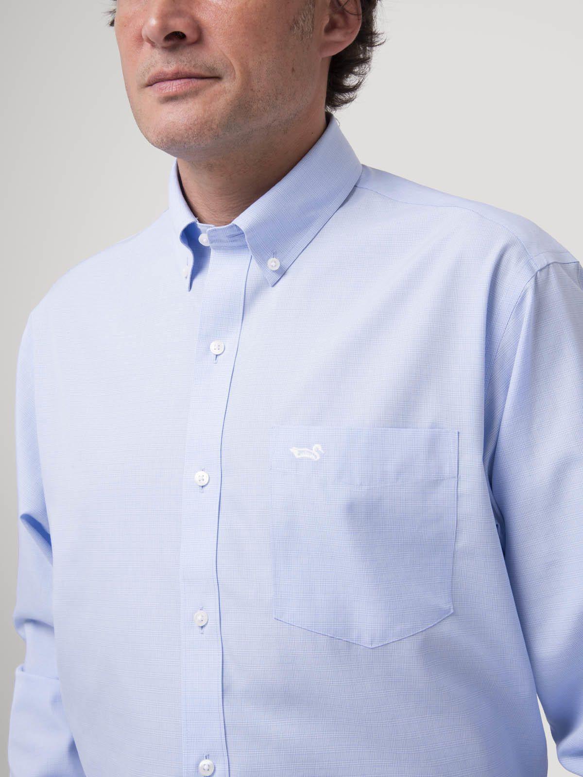 Camisa Azulino Cuello Button-Down Hombre Wf-8