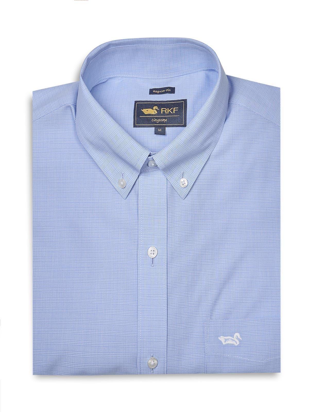Camisa Azulino Cuello Button-Down Hombre Wf-0