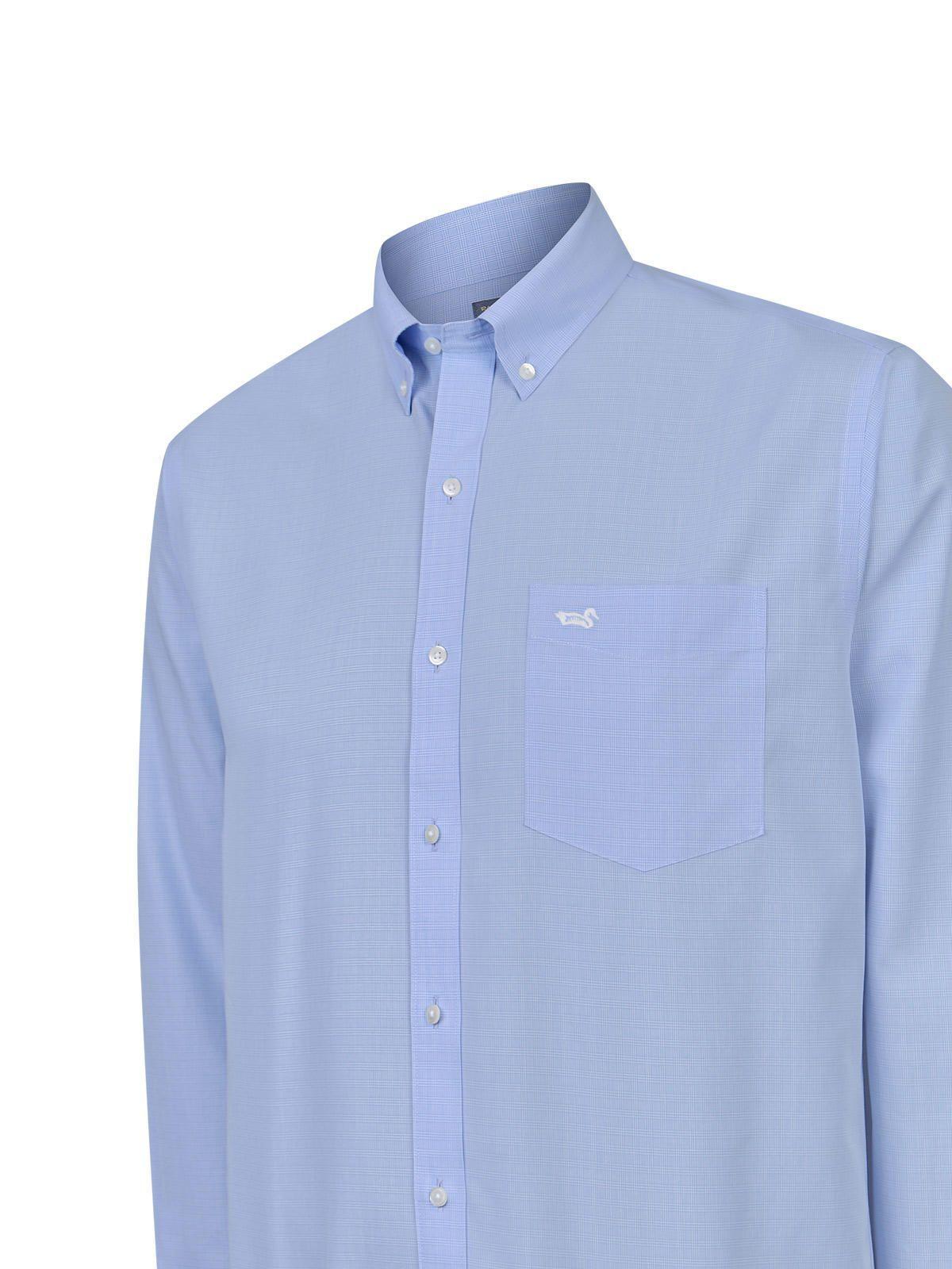 Camisa Azulino Cuello Button-Down Hombre Wf-4