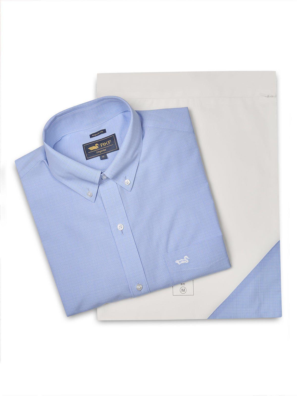 Camisa Azulino Cuello Button-Down Hombre Wf-5