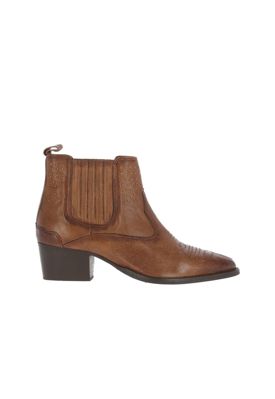 Botin Cuero Mujer Rusky Café-2