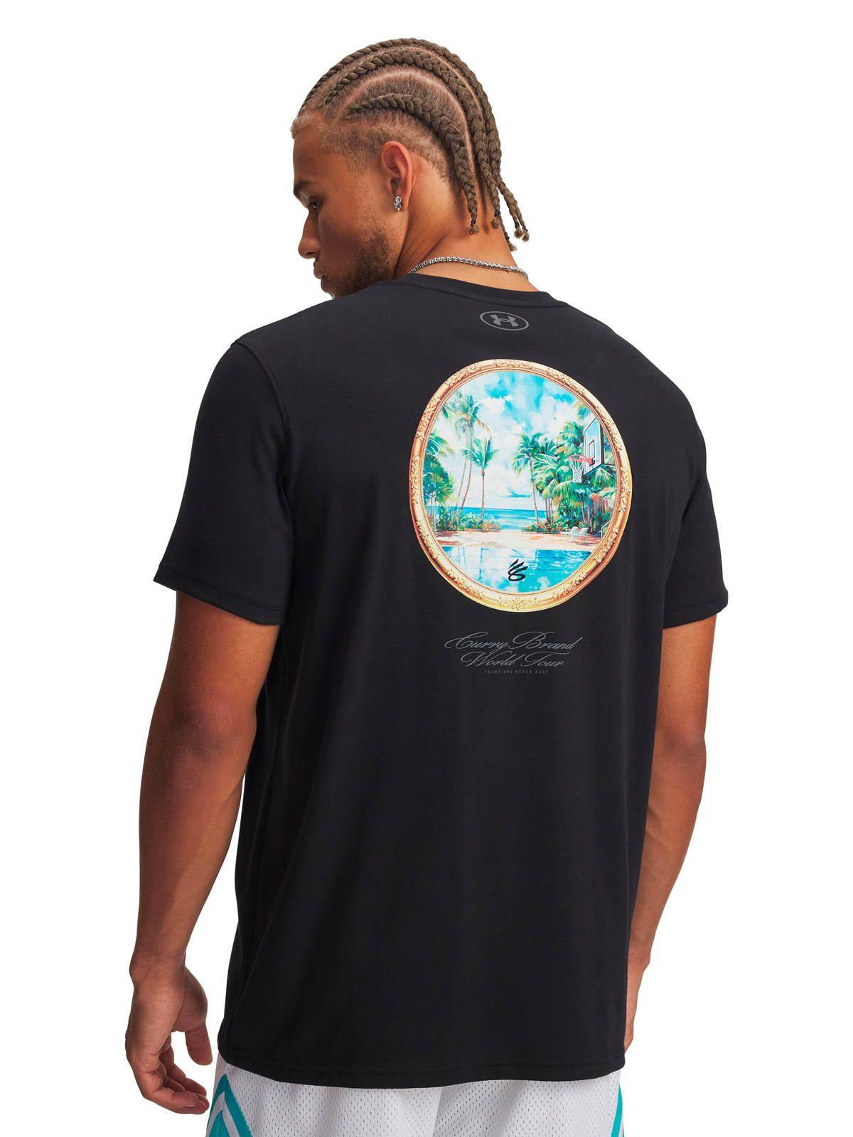 Polera Manga Corta Basketball para Hombre Curry Tour Negro -1