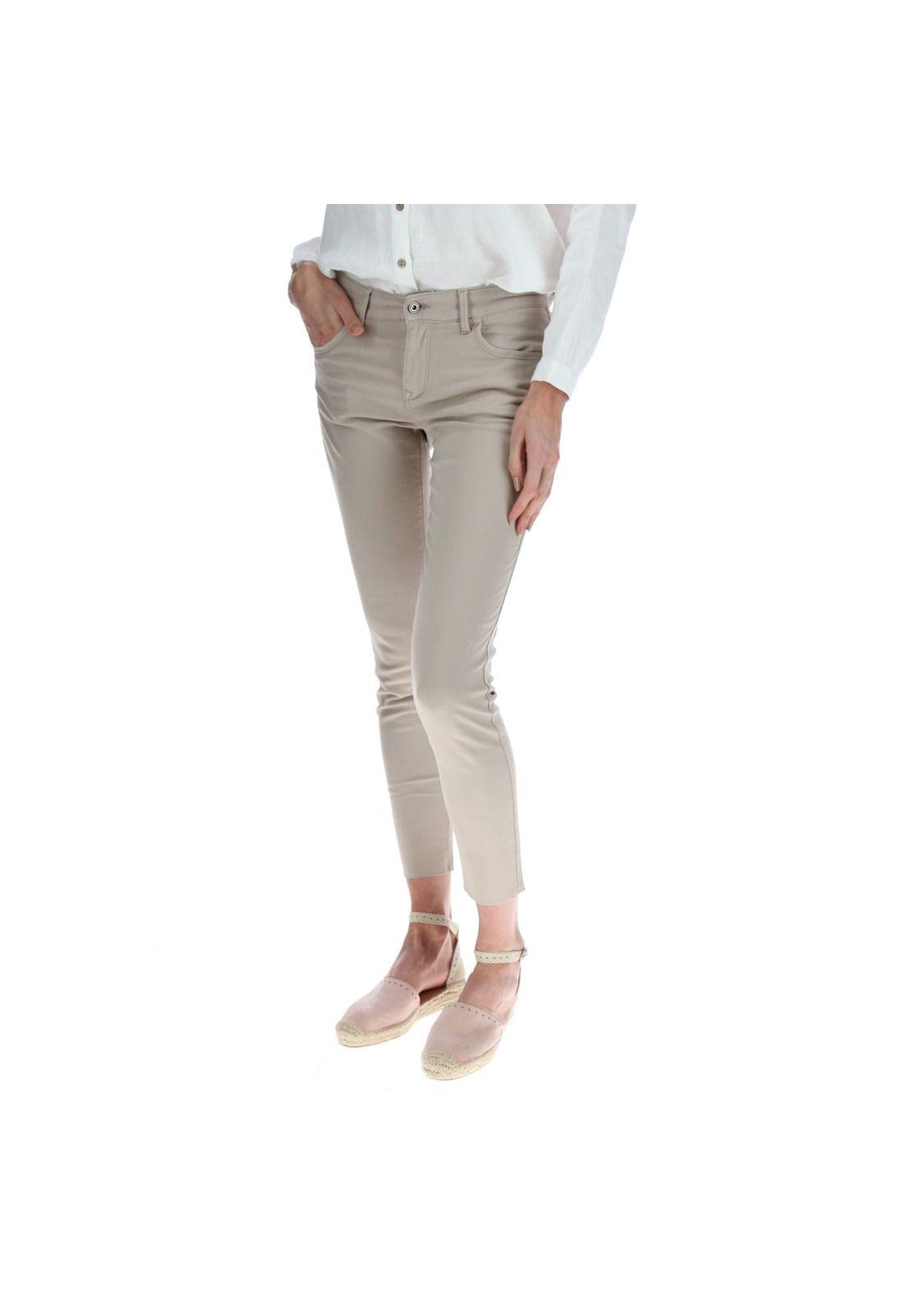 Pantalón Pitillo Mujer Marina Beige-1