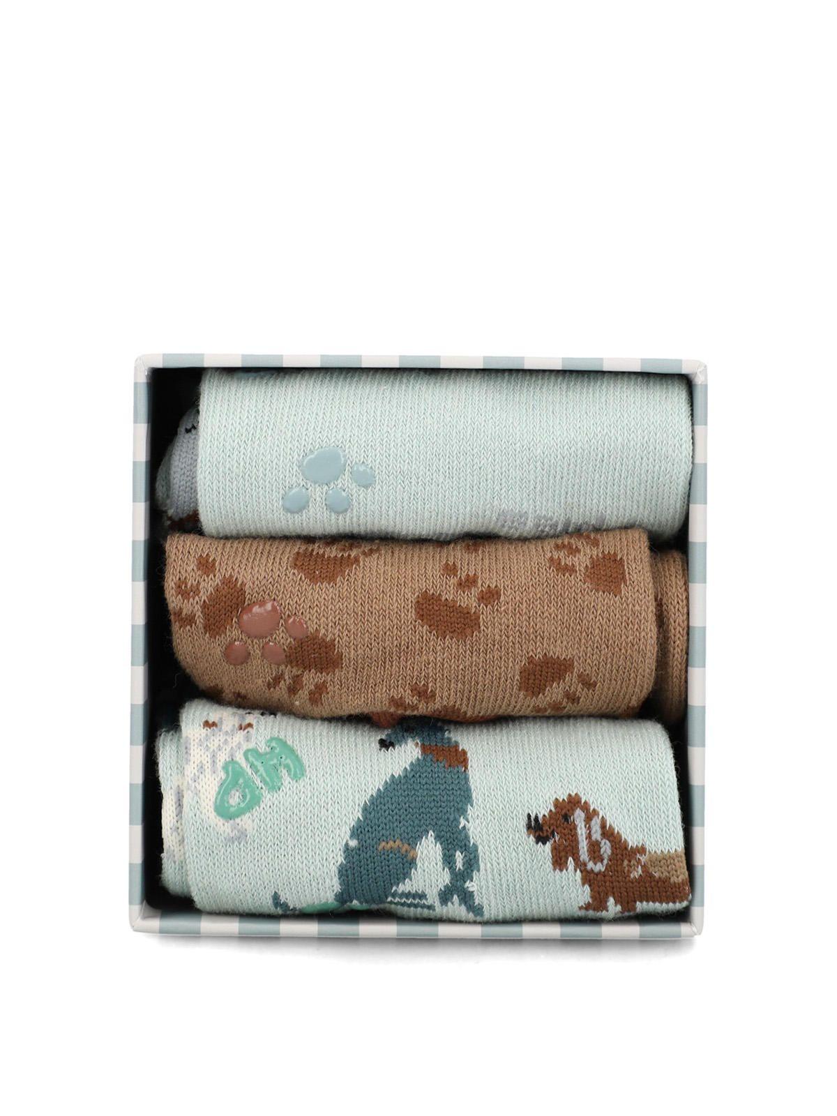 Pack 3 Calcetines Algodón Niño Pack Gift Dog Azul-2