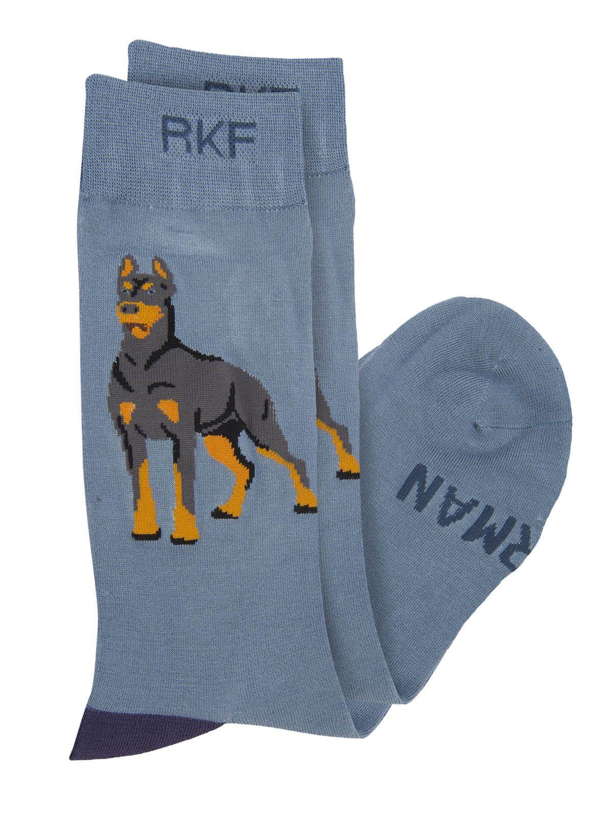 Calcetin Bambú Hombre Doberman Azul-1