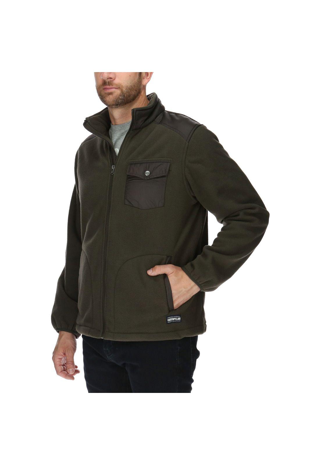 Polar Hombre Pocket Fleece Jacket Algodón Gris-1