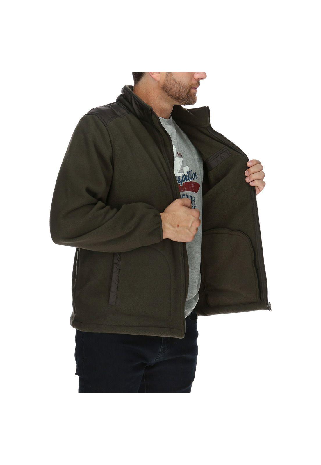 Polar Hombre Pocket Fleece Jacket Algodón Gris-3