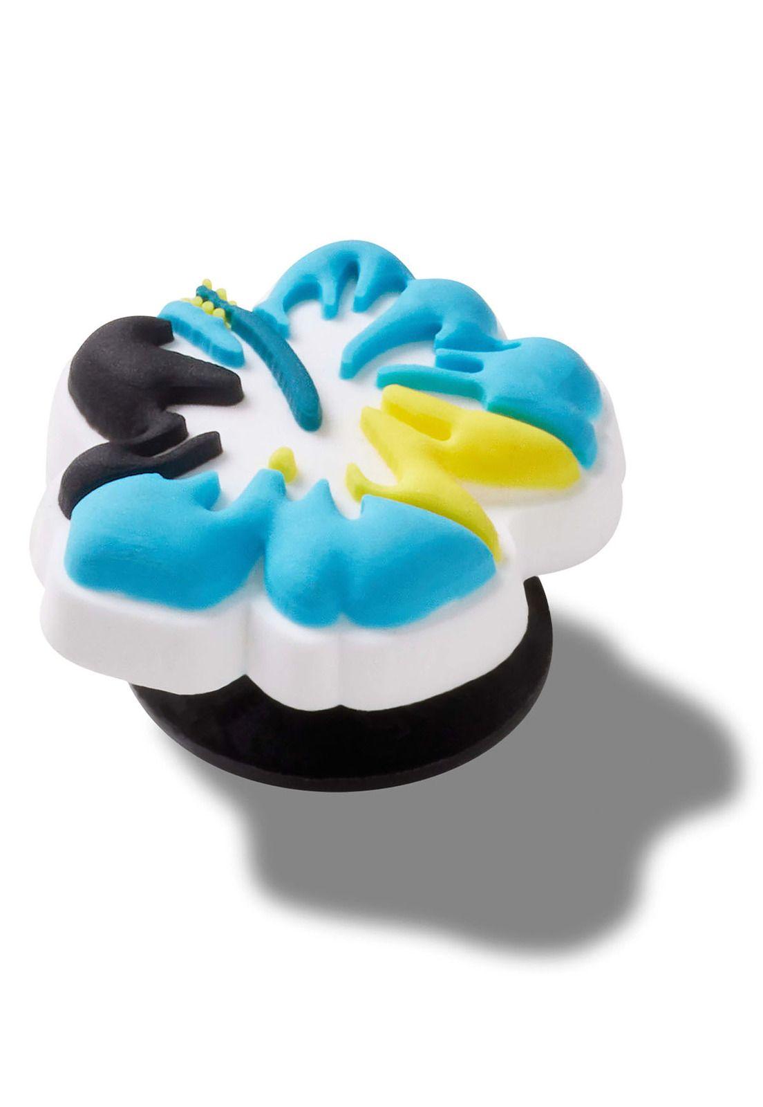 Jibbitz Crocs Flor Hibisco Colorido Celeste-2