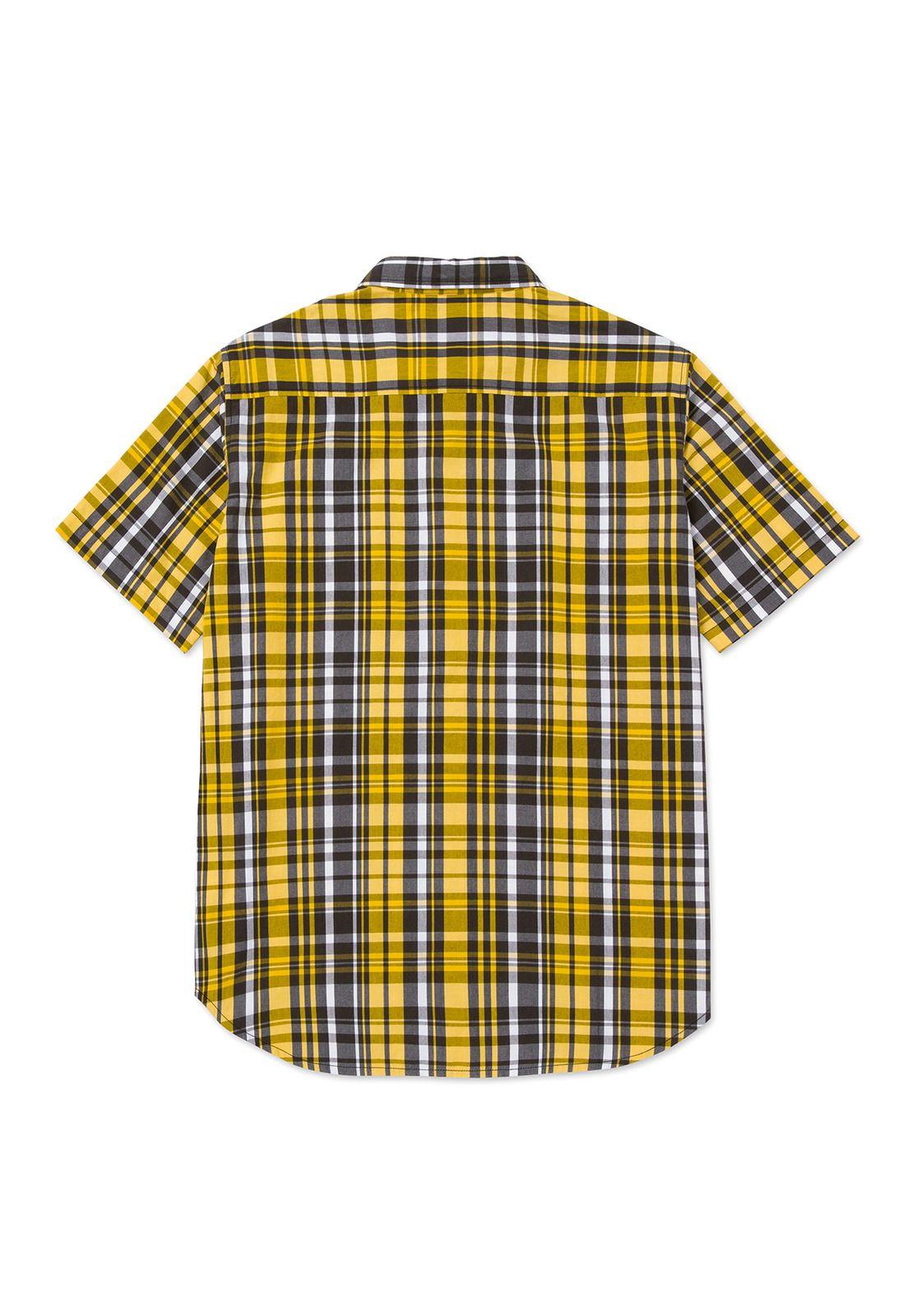 Camisa Manga Corta Hombre Plaid Poplin Amarillo-1