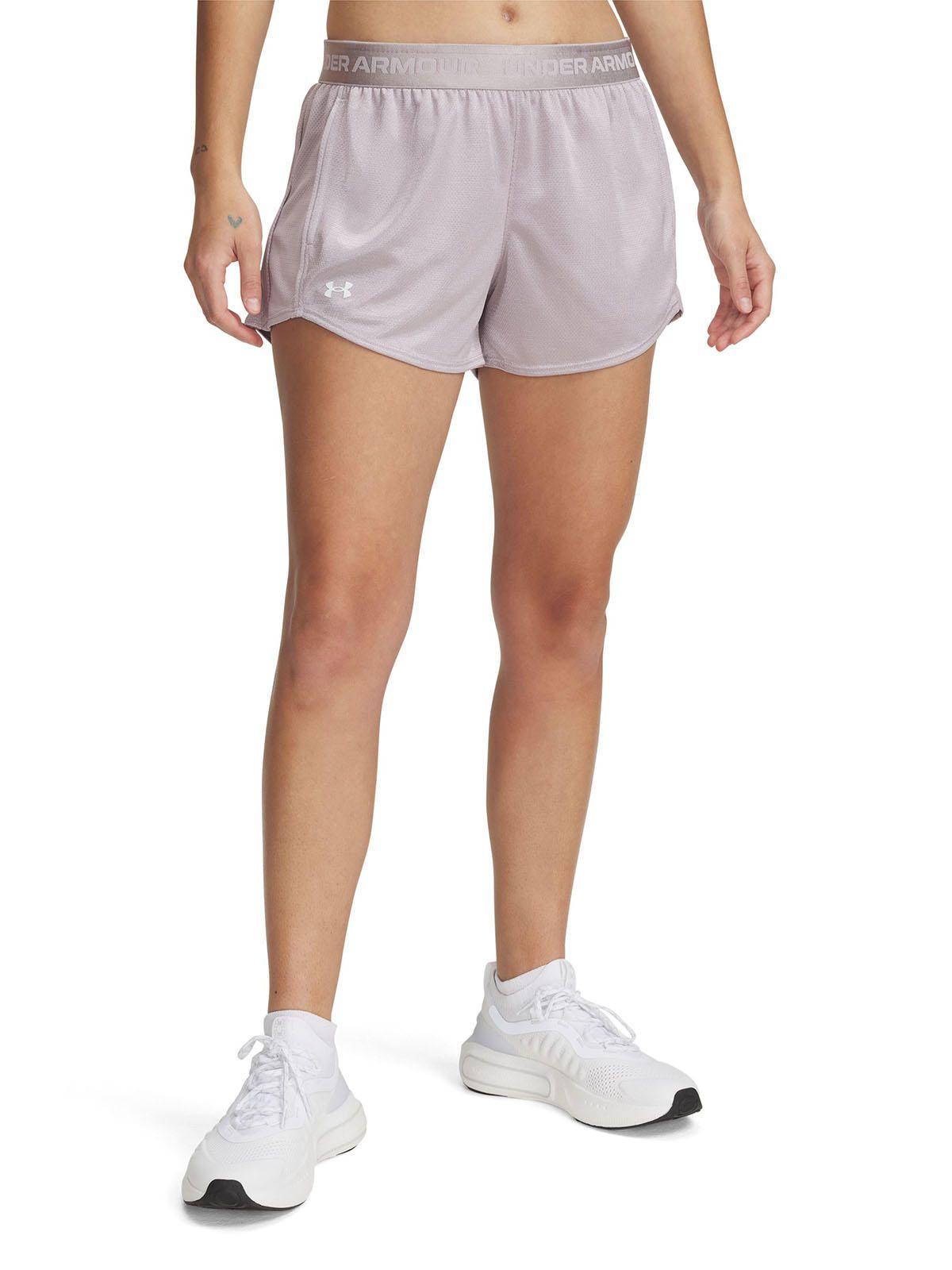 Short Ua Tech Play Up Shine Gris Para Mujer-0