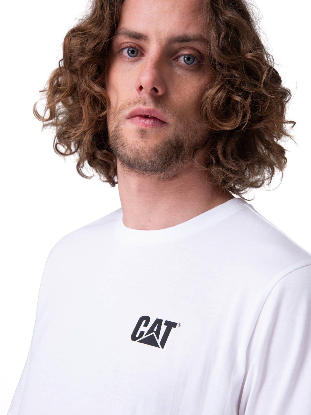 Polera Manga Corta Cat Small Logo Tee Hombre Blanco-3