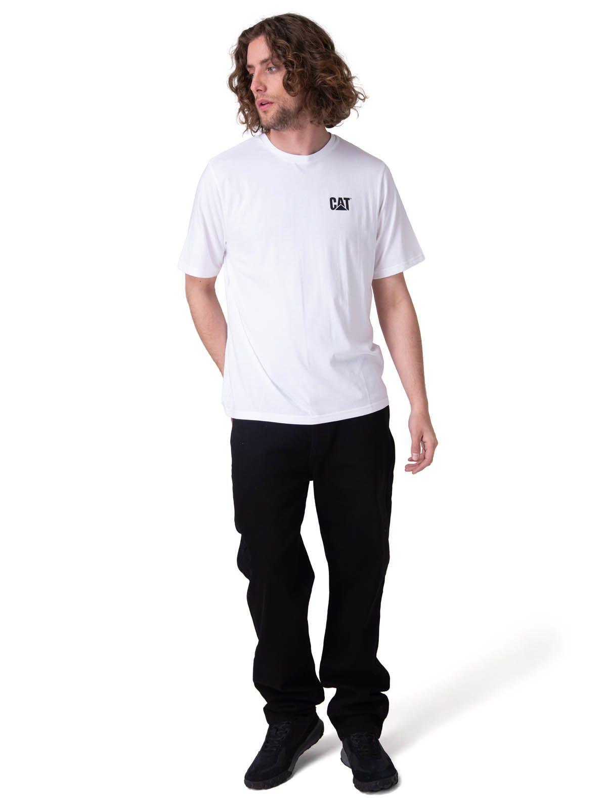 Polera Manga Corta Cat Small Logo Tee Hombre Blanco-5