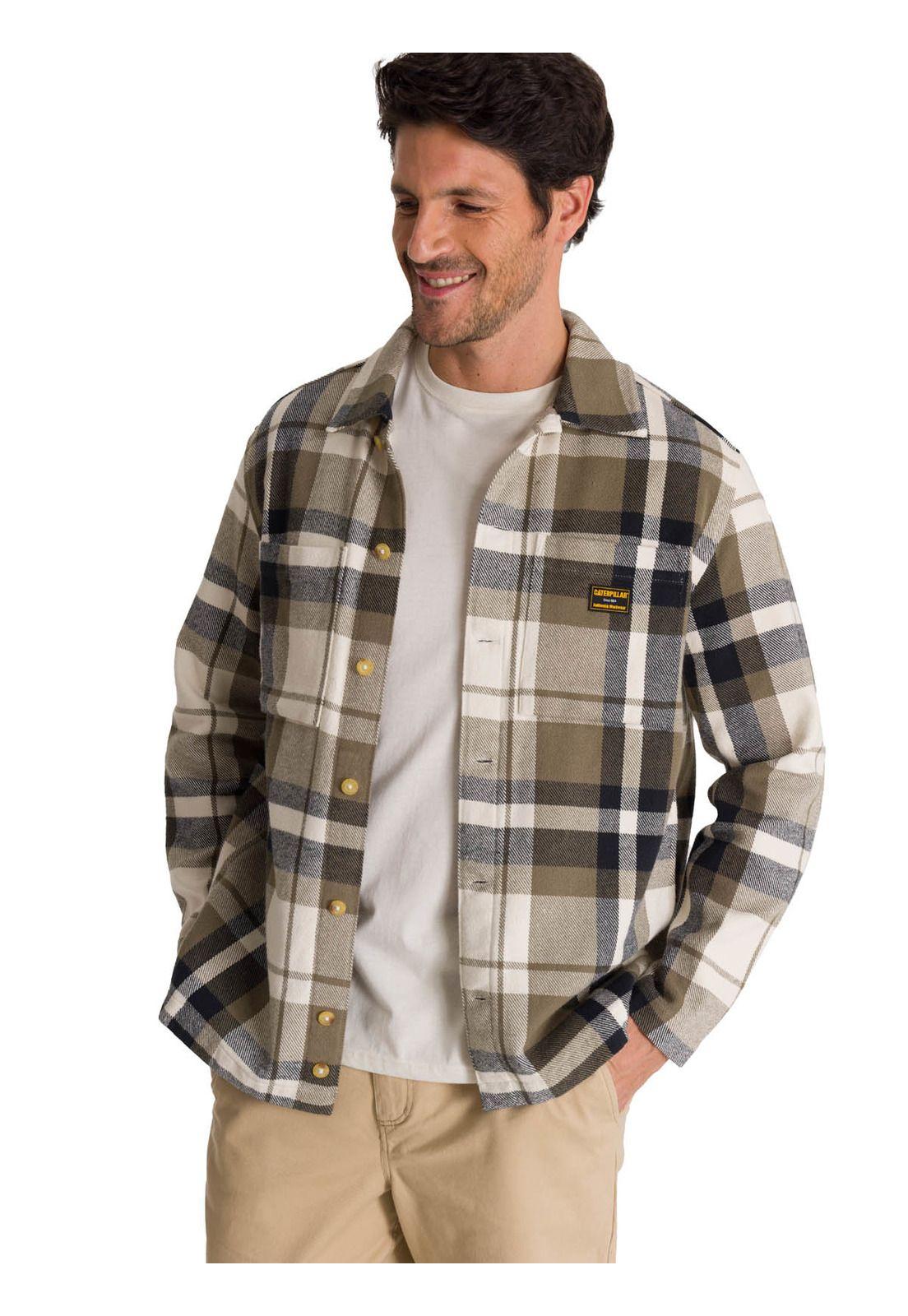Chaqueta Manga Larga Hombre Flannel Oliva-0