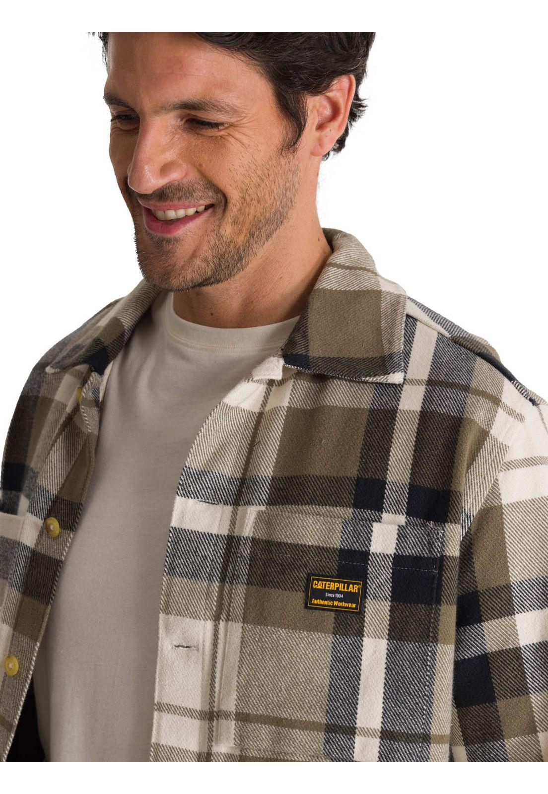 Chaqueta Manga Larga Hombre Flannel Oliva-4