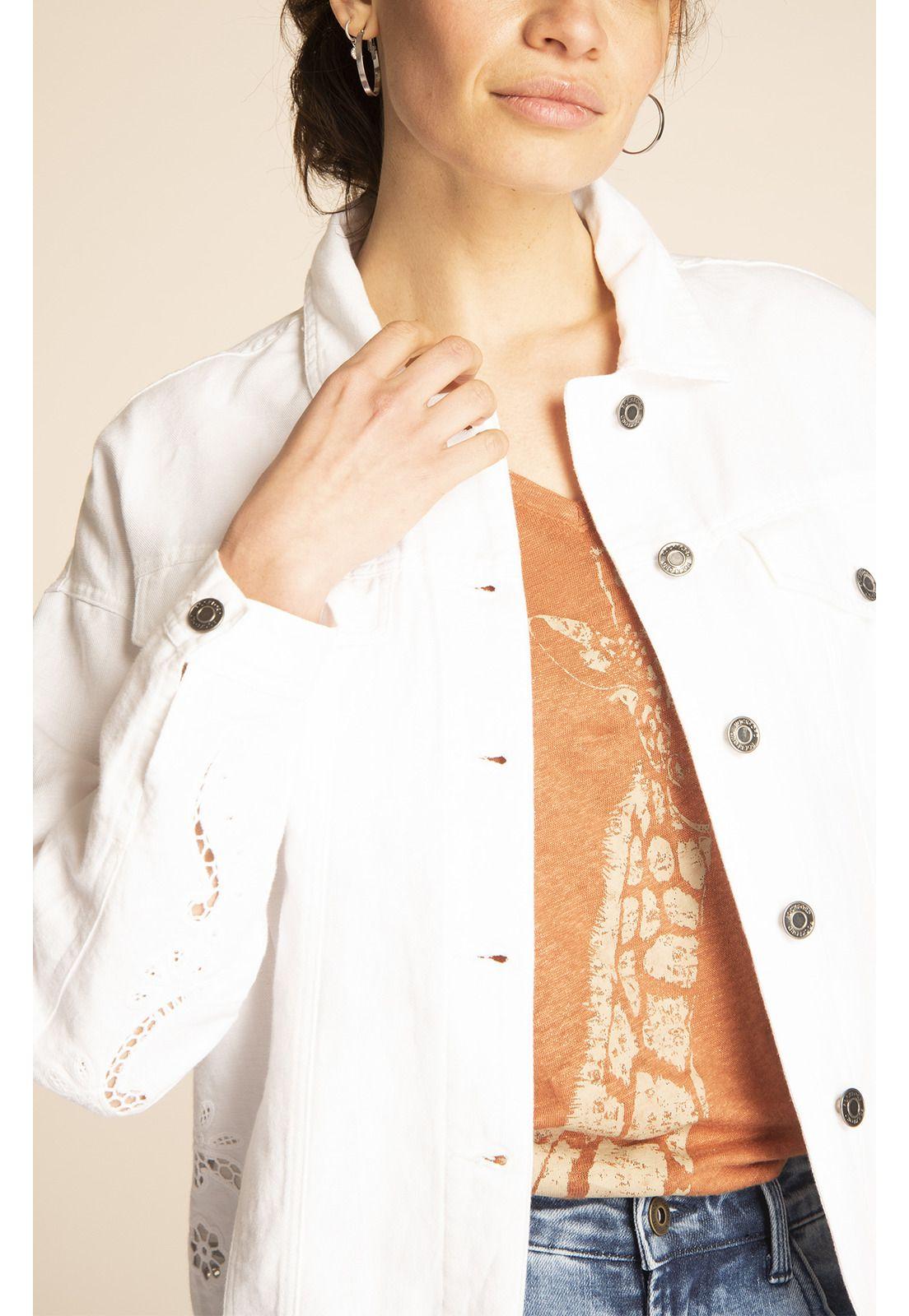 Chaqueta Lino Orgánico Mujer Alicelinen Blanco-3