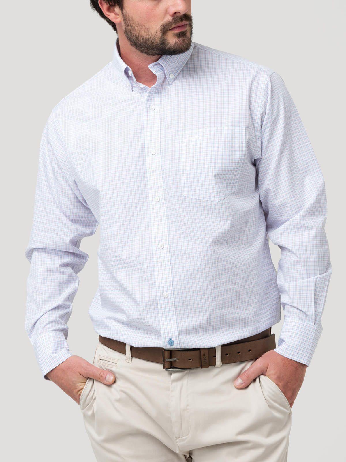 Camisa Libre de Arrugas Algodón Hombre Blanco-4