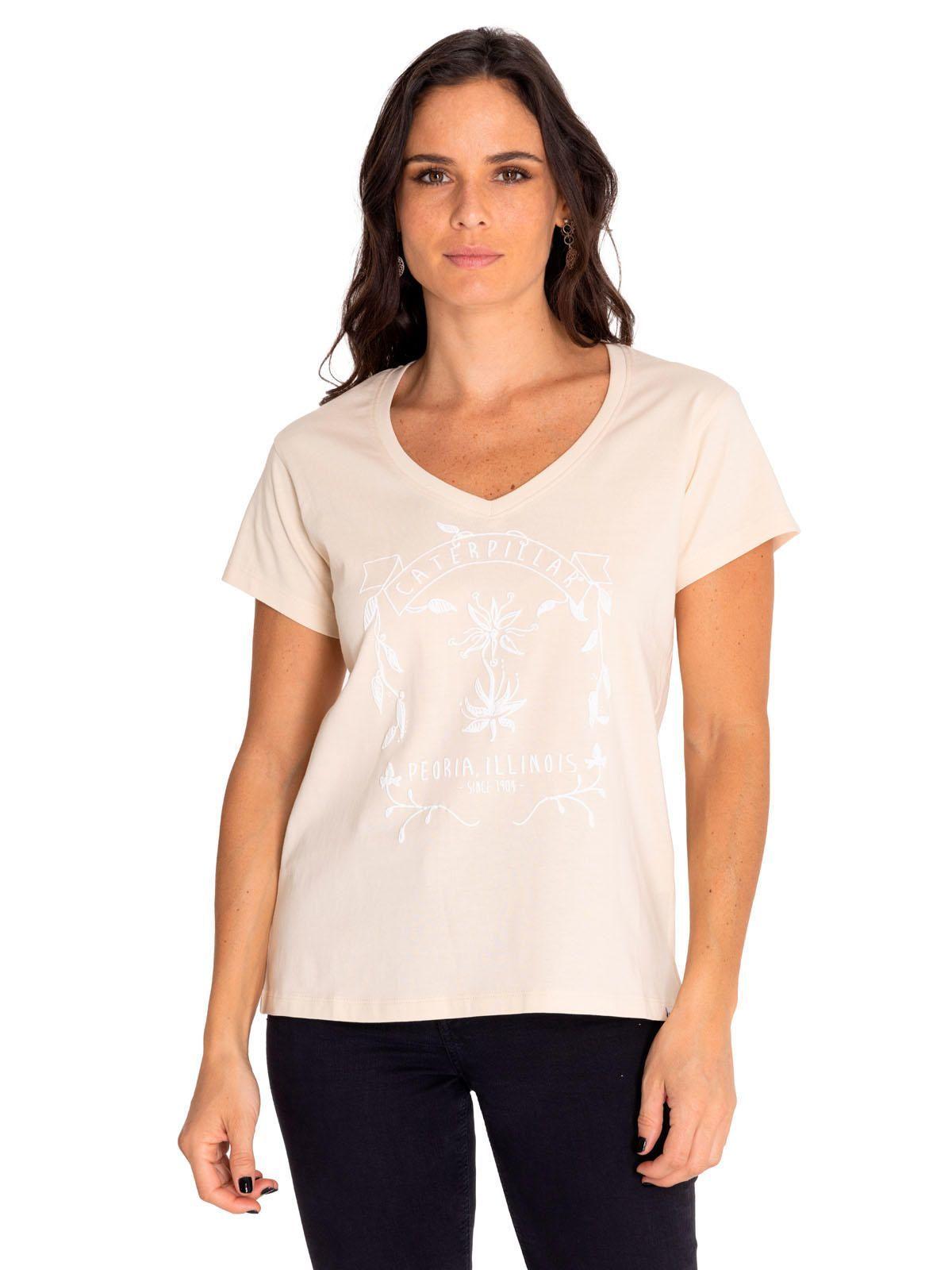 Polera Manga Corta Mujer Novelty Graphic Beige-0