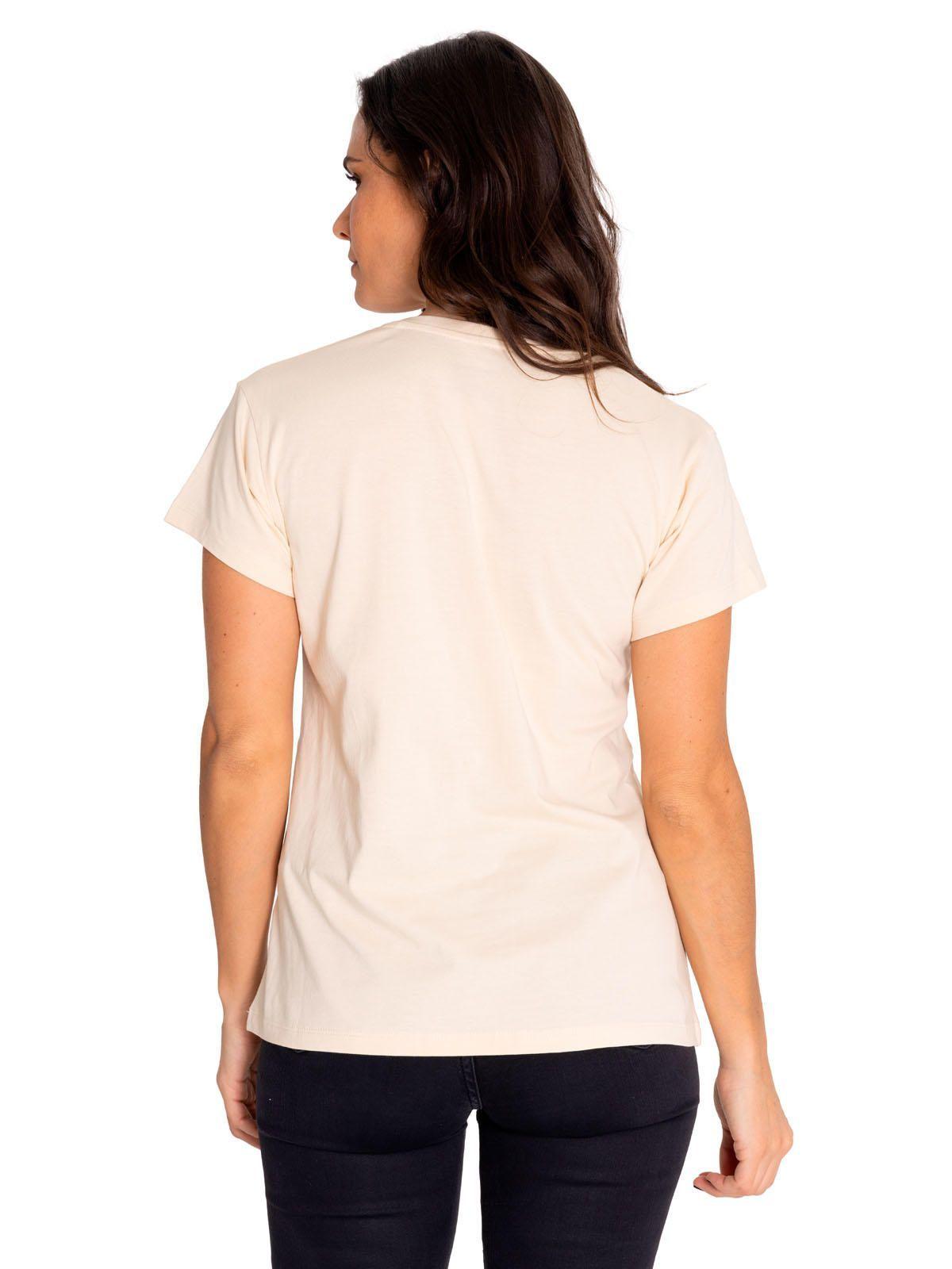 Polera Manga Corta Mujer Novelty Graphic Beige-3