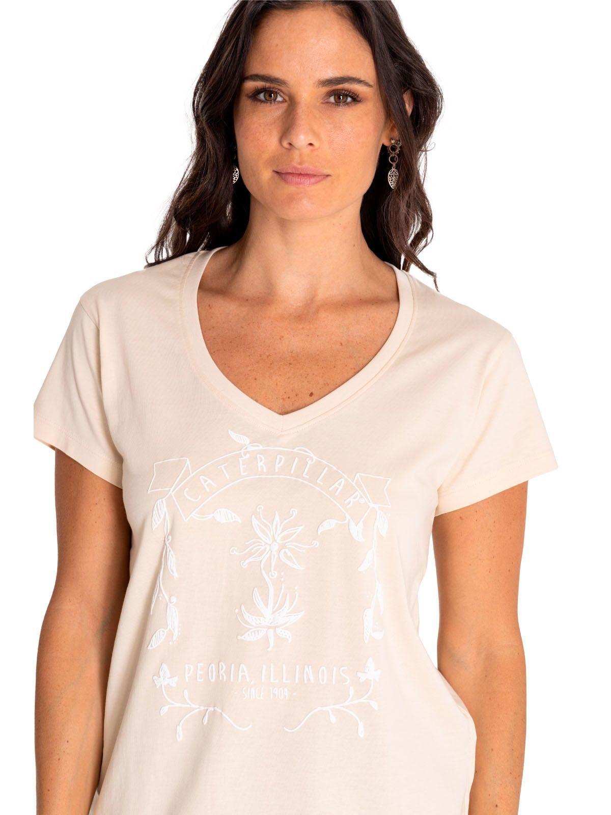 Polera Manga Corta Mujer Novelty Graphic Beige-4