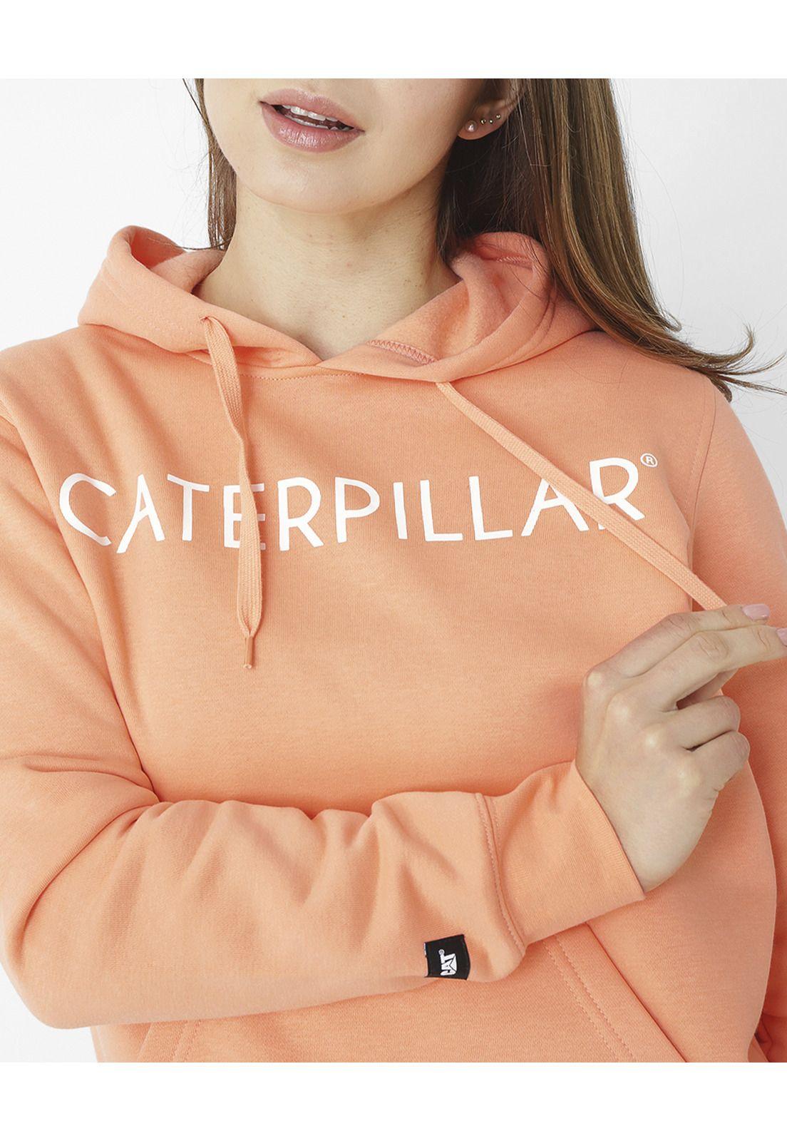 Polerón con gorro Fleece Caterpillar P Blanco Mujer-4