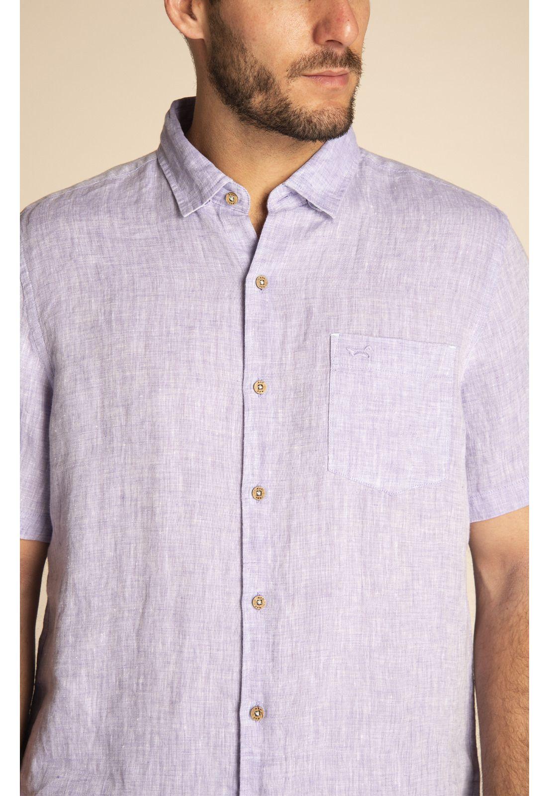 Camisa Lino Orgánico Hombre Linenshort Morado-3