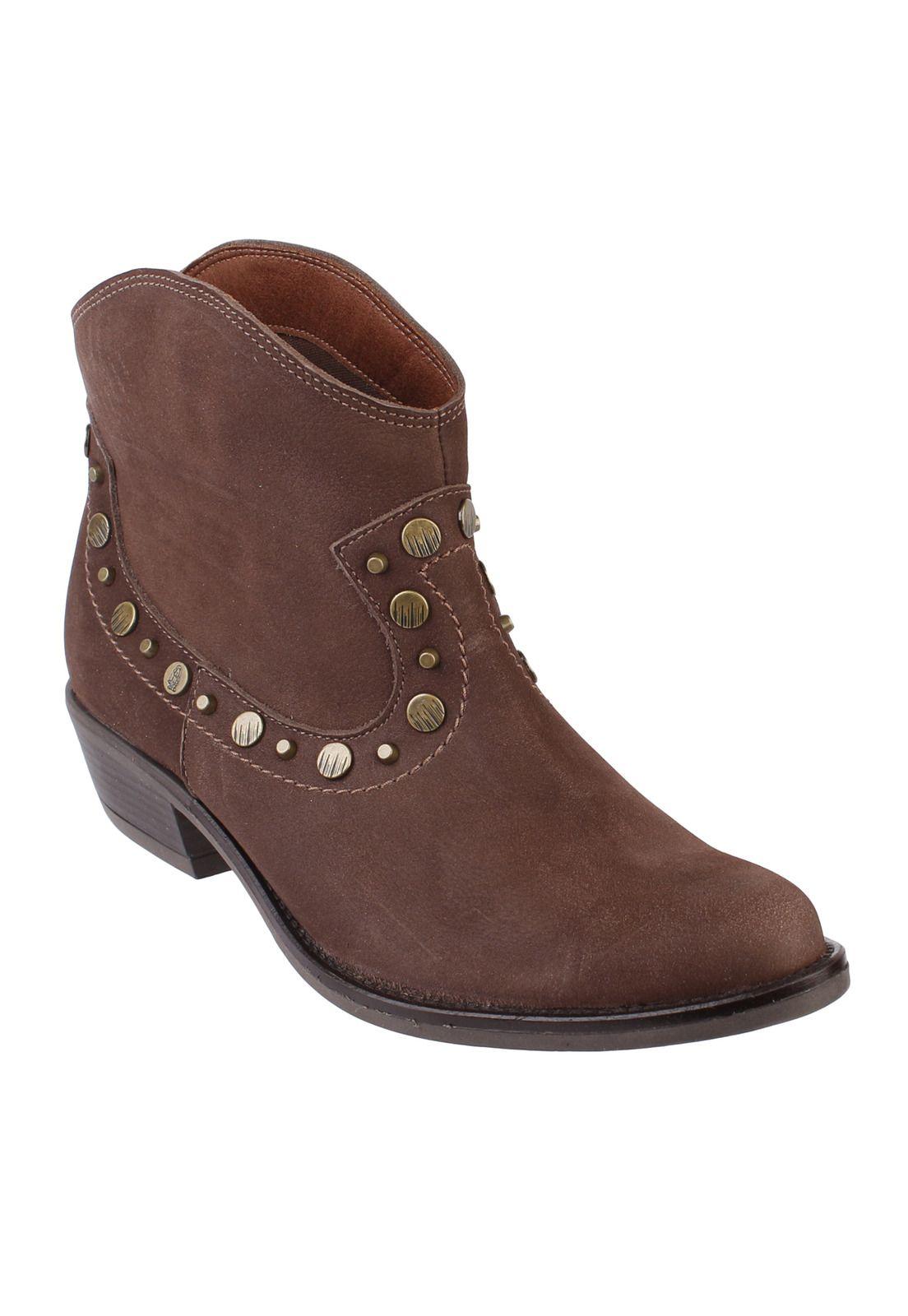 Botin Cuero Mujer Texan Stud Café-0
