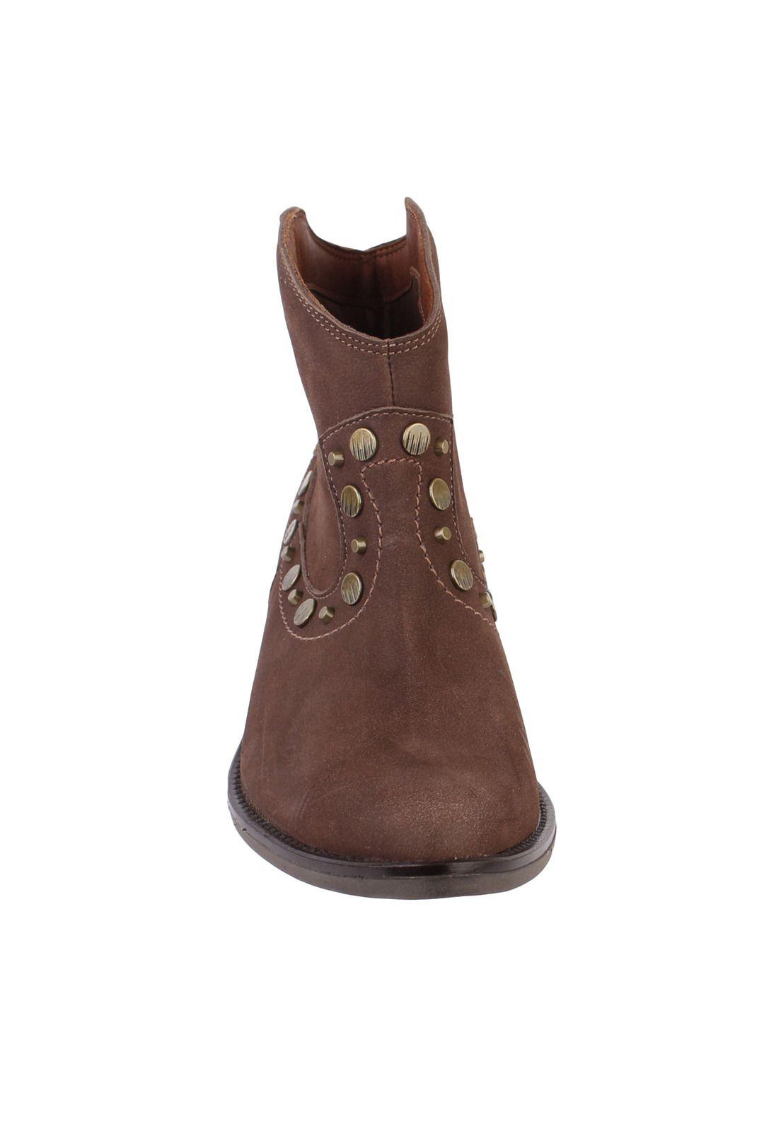Botin Cuero Mujer Texan Stud Café-4