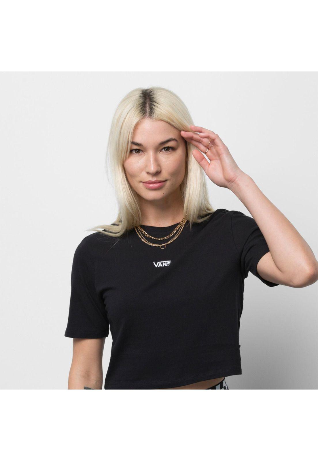 Polera M/C Mujer WM FLYING V CROP CREW SPORT Negra-1