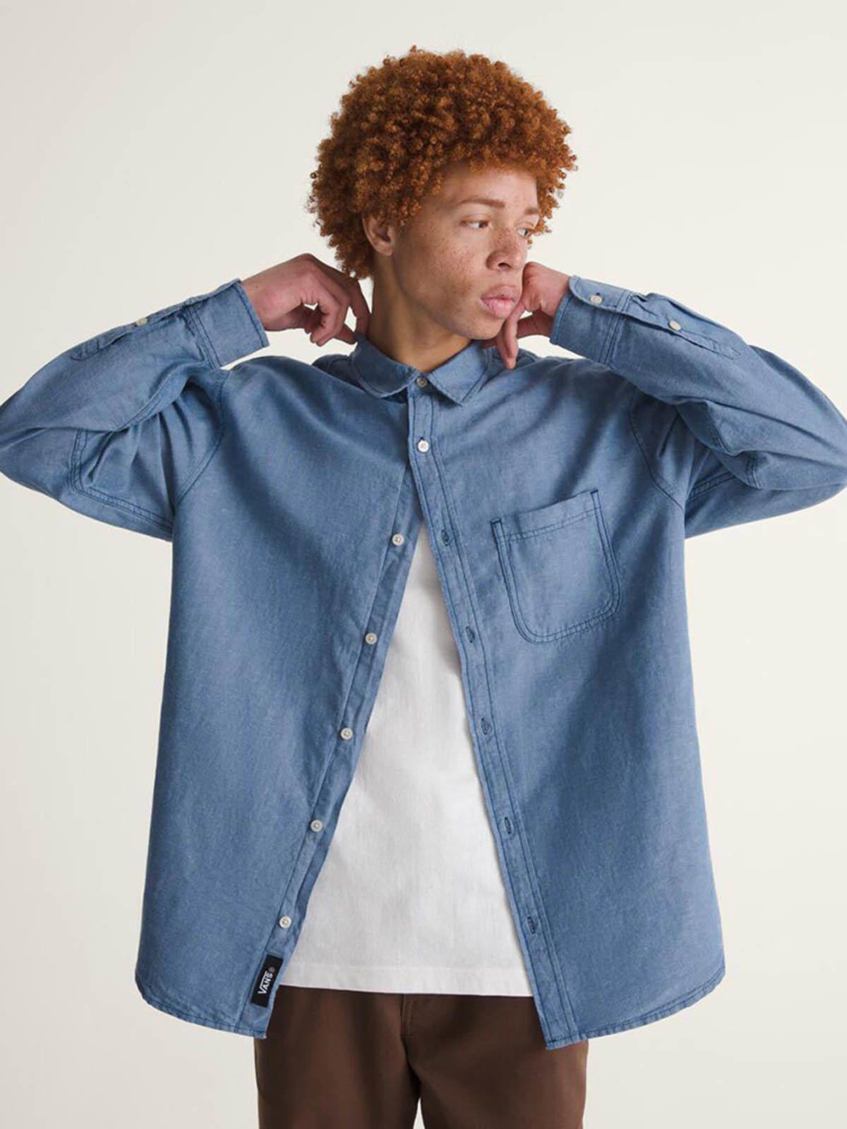 Camisa M/L Hombre Lawson Solid Oxford Azul-3